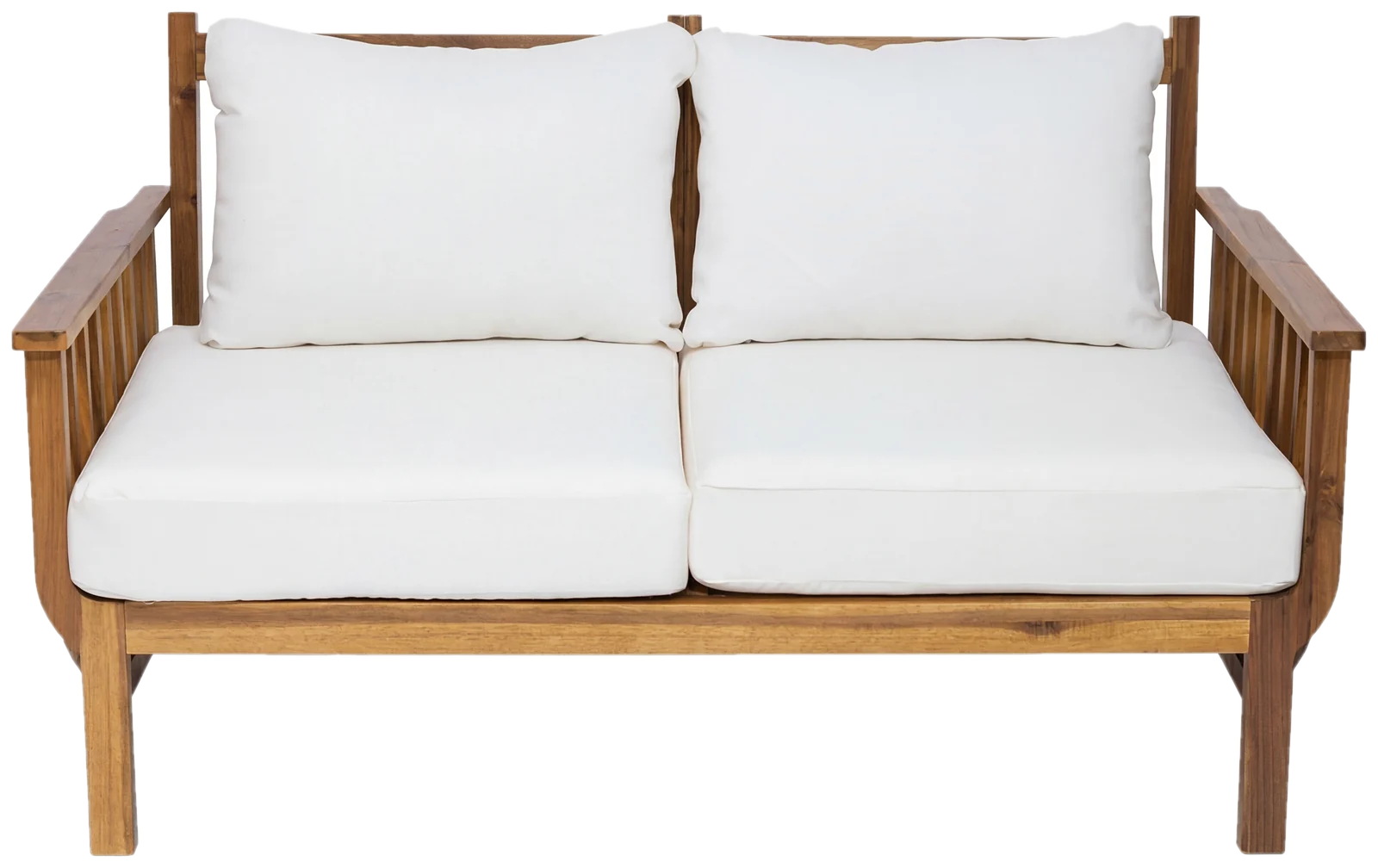 SIERRA solid wood loveseat with cream cushions